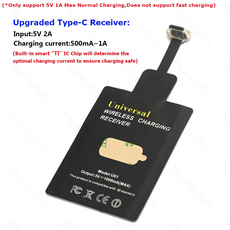 Обновленная Беспроводная зарядка Qi 5 в 1 а usb type C приемник USB чип для Xiaomi mi A1 A2 8 se 6