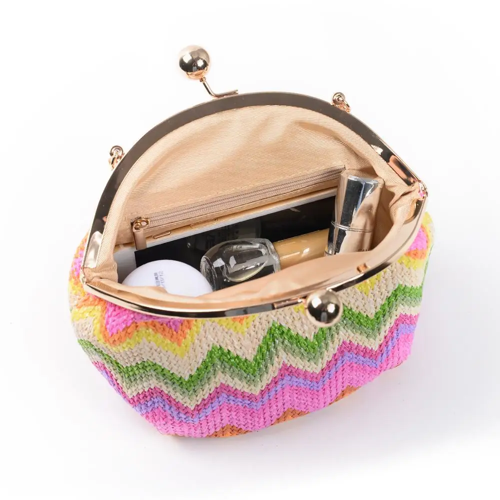 Casual Fashion Colourful Straw Handbags Clutch Shoulder Bag Women Wallet