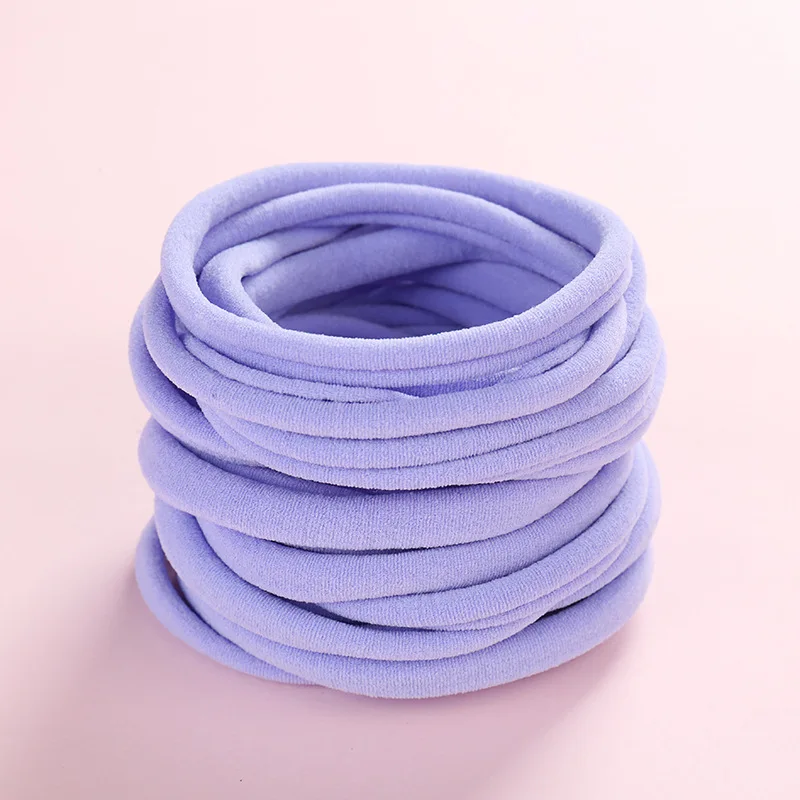 Lavender 10 шт./партия, Новые однотонные нейлоновые эластичные повязки на голову, мягкие эластичные нейлоновые повязки на голову, один размер подходит для большинства - Цвет: Lavender
