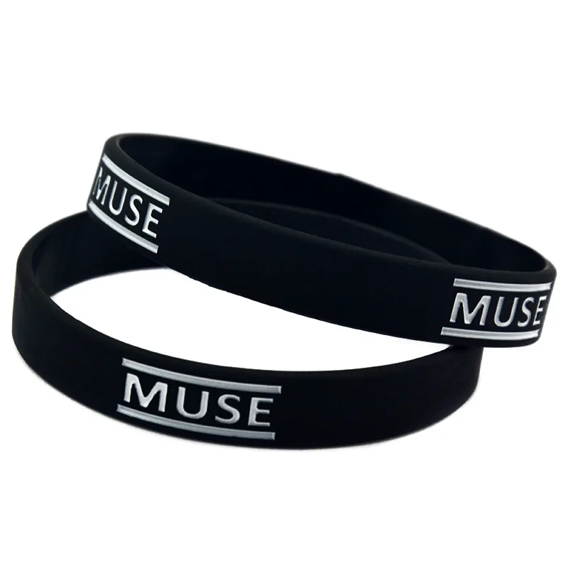 Силиконовый браслет Muse 1 шт. ширина 1/2 дюйма черный для музыкальных
