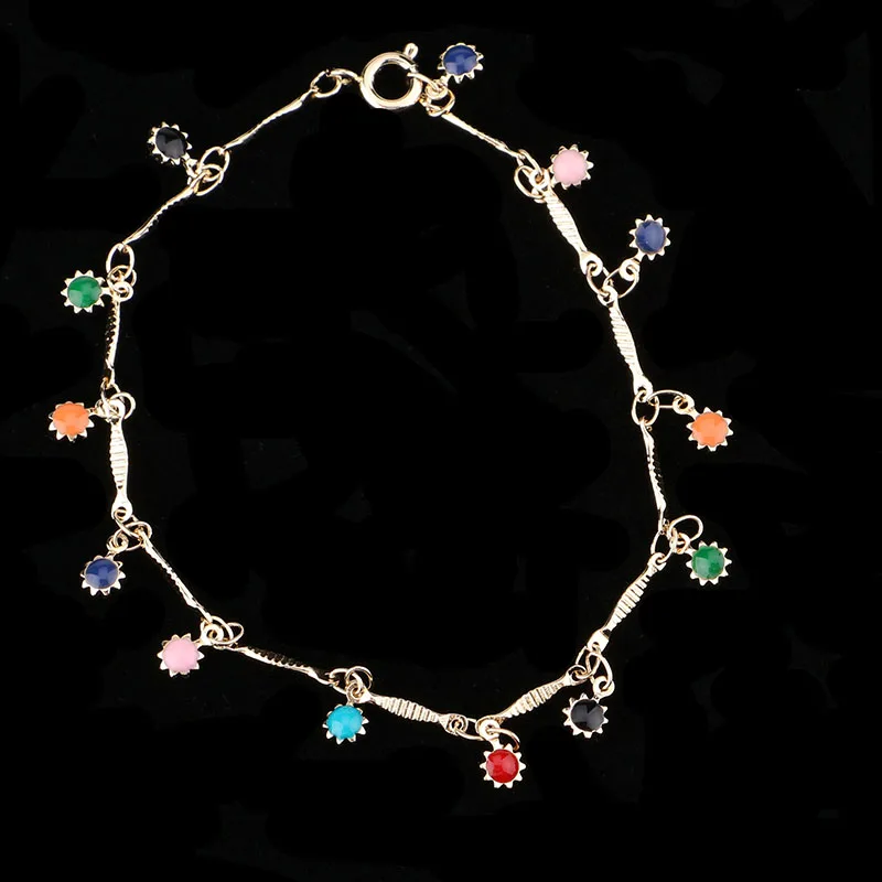 FORSEVEN браслеты золотого цвета для женщин цветной горный хрусталь Подсолнух капля