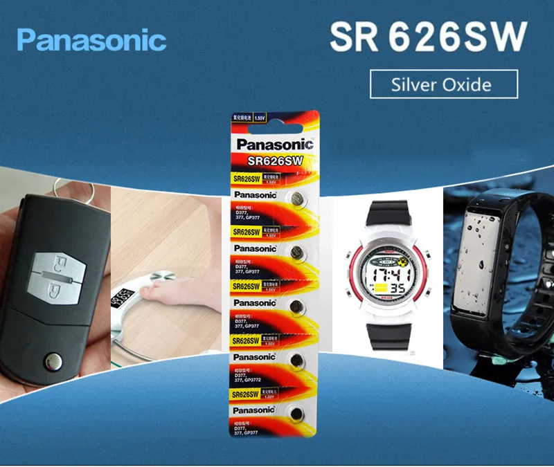 Оригинальный кнопочный элемент питания Panasonic SR626SW 2 шт./лот монетная батарея G4 377A