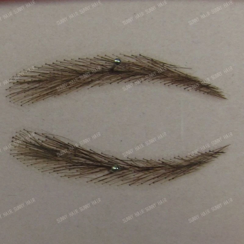 swiss lace relastic hand made human hair false eyebrow 012 dark 2# brown color invisible net