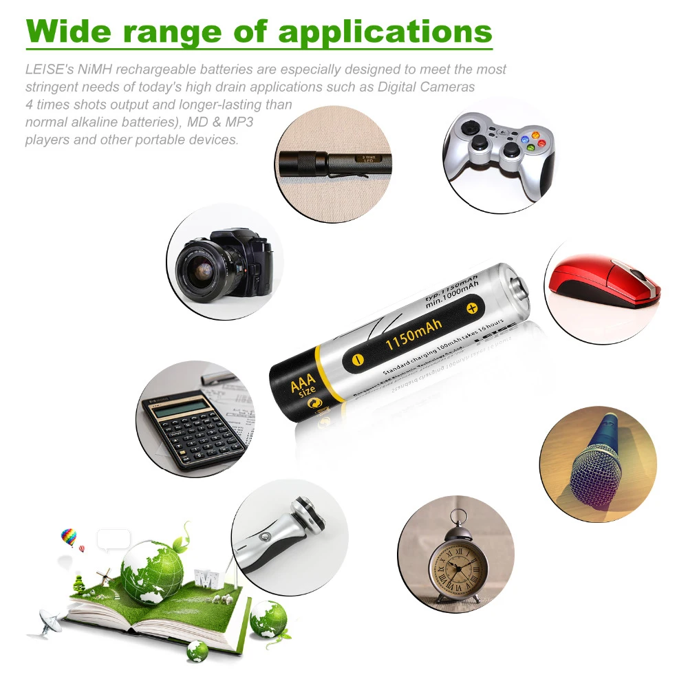 Leise 8 шт 1,2 v NIMH 3A 1150mah AAA Батарея перезаряжаемые батареи Ni-MH батареи перезаряжаемые для дистанционного управления игрушки камеры