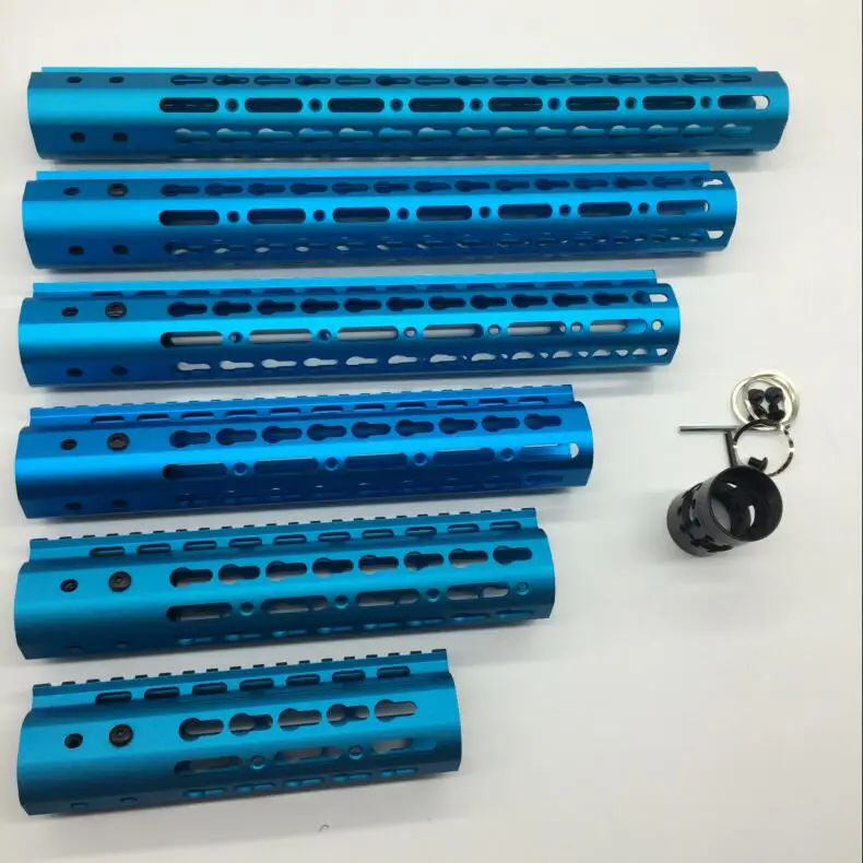 

TriRock 7''9''10''12''13.5''15" Inch Ultra Light Slim Anodized Blue Keymod Free Floating Hand Guard Fore Rail Mount System