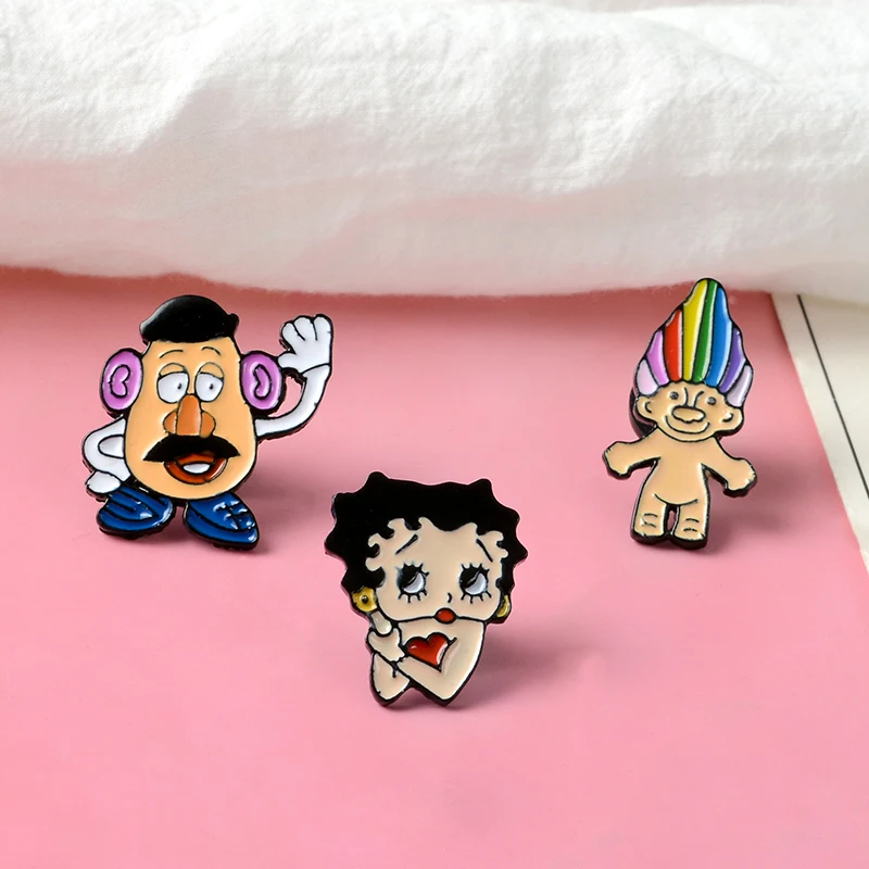 Betty Pins Cartoon Beauty Brooches Badges Lapel Pins Cute jewelry Denim jackets Backpack Accessories Brooches for Women Girls