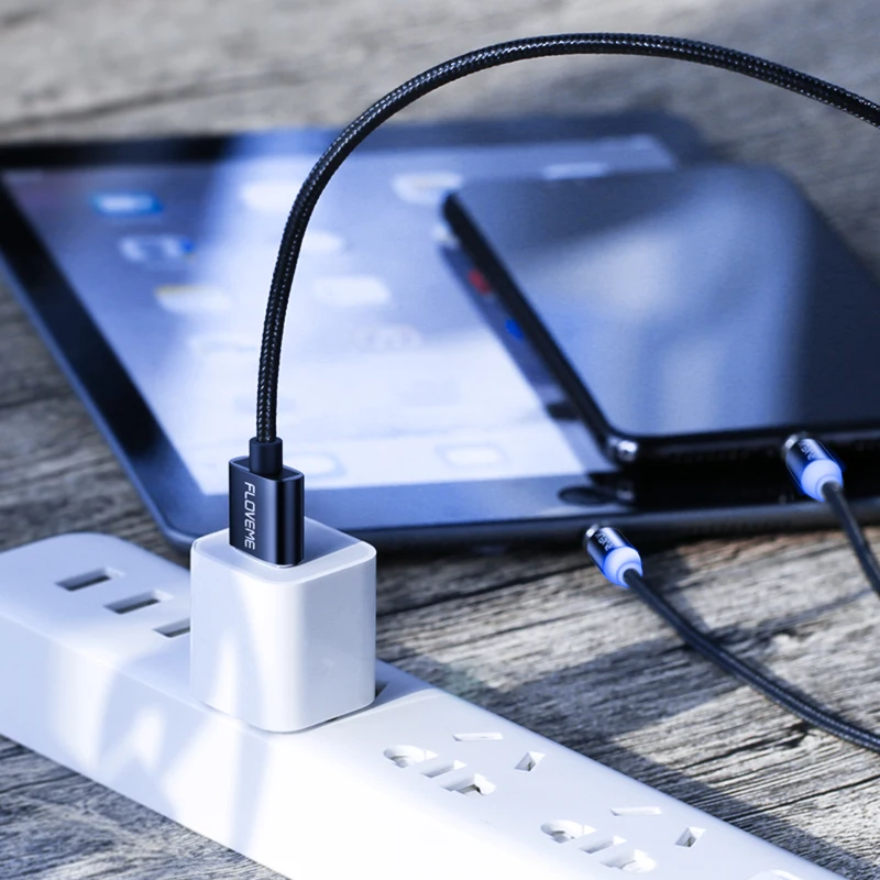FLOVEME USB кабель 2 в 1 Магнитный кабель Быстрая зарядка магнитное зарядное устройство Micro USB C Lightnin для One Plus 6 5t для iPhone X XS