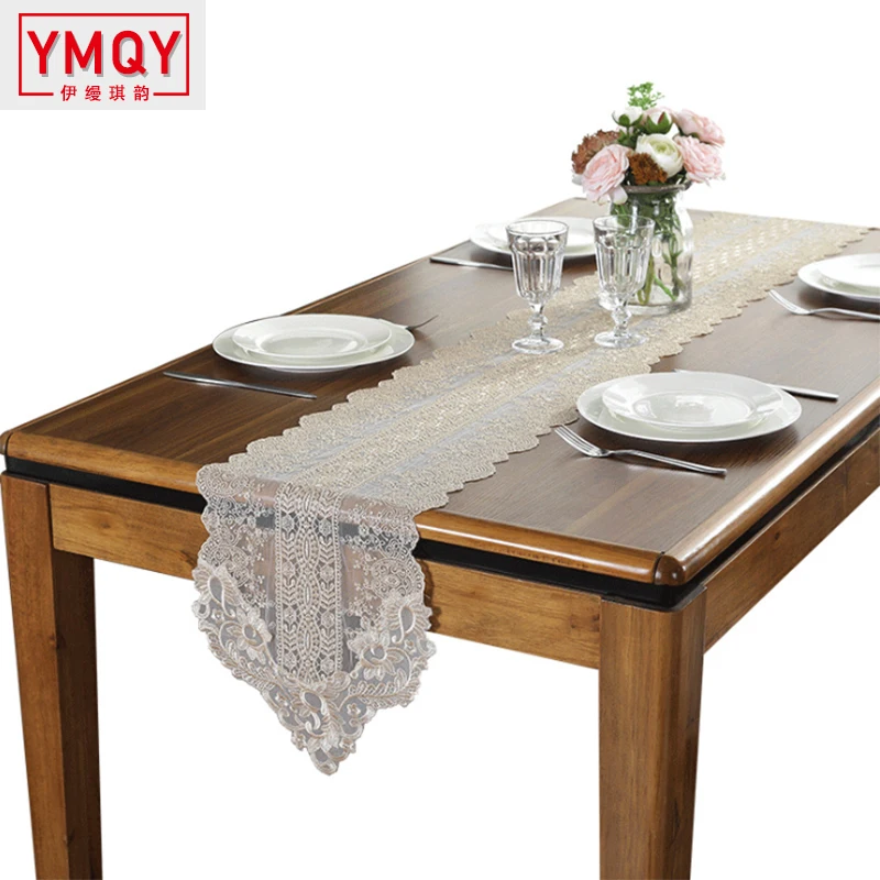 YMQY Korean Lace Table Runner Wedding Decoration White Flag Embroidered Tablecloths TV Cabinet Cover | Дом и сад