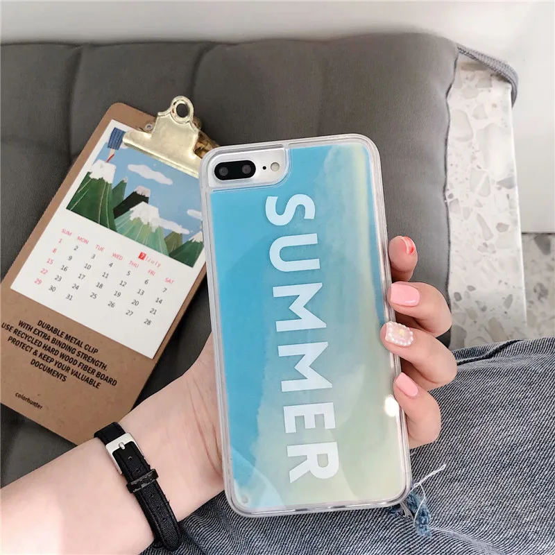 Наша сделка Роскошный светящийся чехол для iPhone XS MAX XR X 8 7 6 6s плюс модный однотонный динамический жидкий песок.