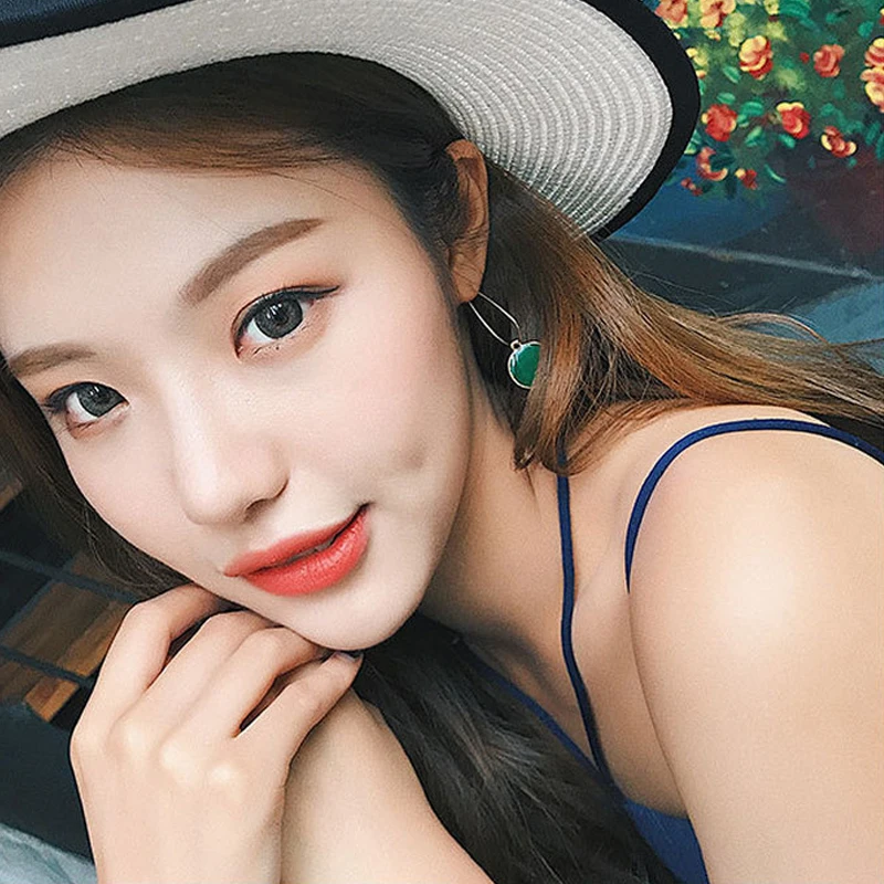 New Fashion Green Color Round Shape Bohemian Vintage Geometric Brinco Korean Earrings Drop For Women Party Jewelry | Украшения и