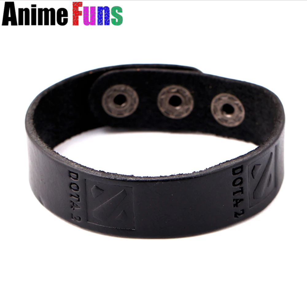 Game Dota 2 logo leather bracelet Punk Cosplay bracelets &amp bangles PU Braslet brown black Charm accessory jewelry Souvenir Gift |