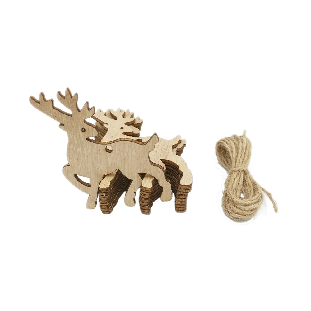 10 шт. Рождественский олень для дома деревянное ажурное украшение подвесное