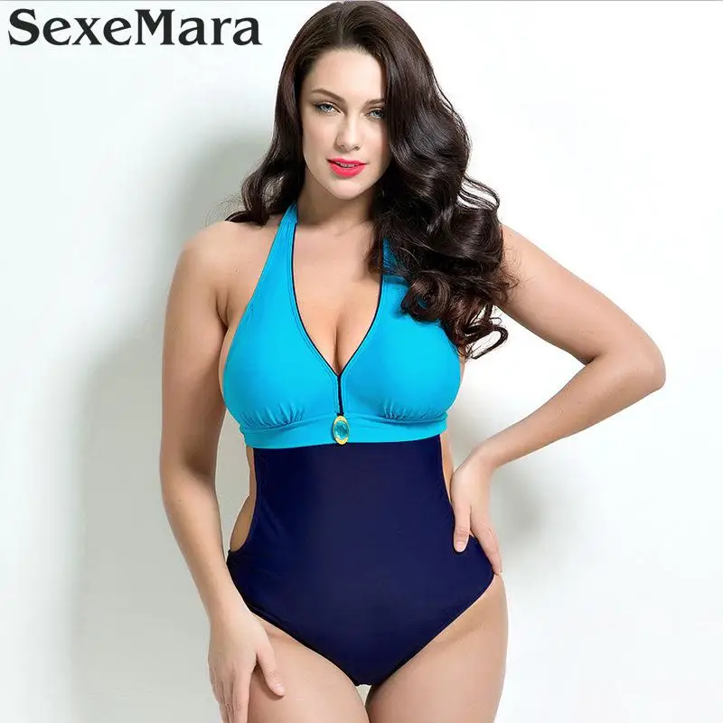 Женский купальник большого размера цельный сексуальный купальный костюм с