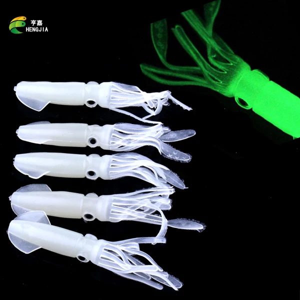 HENGJIA 10Pcs 10CM 8g Soft Fishing Lures Octopus Squid Luminous Noctilucence Bait Glow in the Dark | Спорт и развлечения