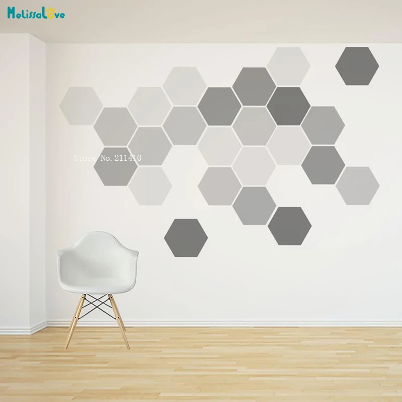 

24 pcs Removable Honeycomb Wall Decal Hexagon Stickers per pack Self Adhesive Canvas Art Murals DIY Geometric Design YT1538