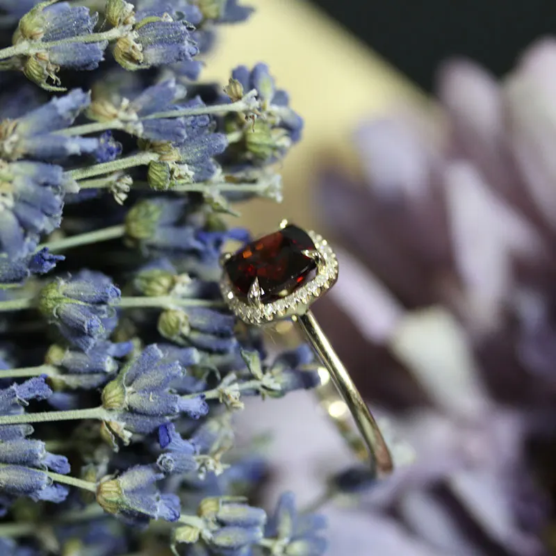 Dupuy Natural Red Garnet Ring 8mm 1.7ct Cut Square Fashion Engagement Classic Prong Setting Wedding Bands D180341 | Украшения и