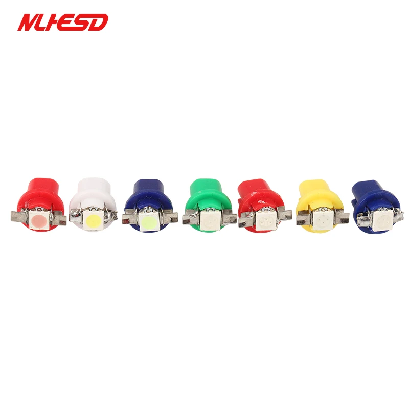 10 шт. авто светодиодный T5 B8.5 B8.5D BAX10d 5050 1 SMD 12V автомобиль приборной панели
