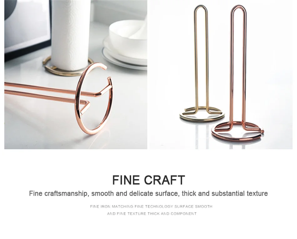 Stainless Steel Kitchen Roll Paper Towel Holder Bathroom Tissue Stand Rose Gold Napkins Rack Home Kitchen Storage Accessories