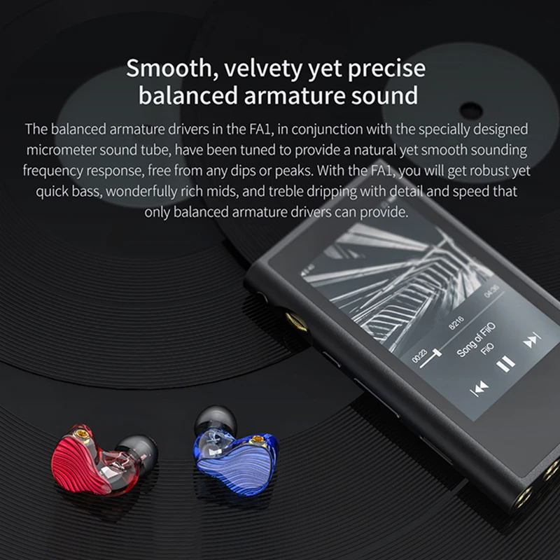 Fiio FA1 Ноулз ED-33357 одиночный сбалансированный драйвер арматуры HiFi наушники контролировать в уши со съемным MMCX кабелем DLP 3D печатным