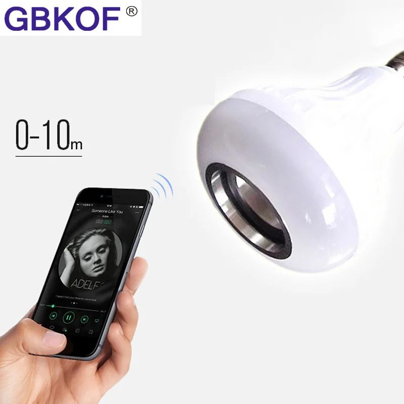 GBKOF E27 Беспроводной Bluetooth Динамик + 12 Вт RGB лампа светодиодный светильник 110 В 220