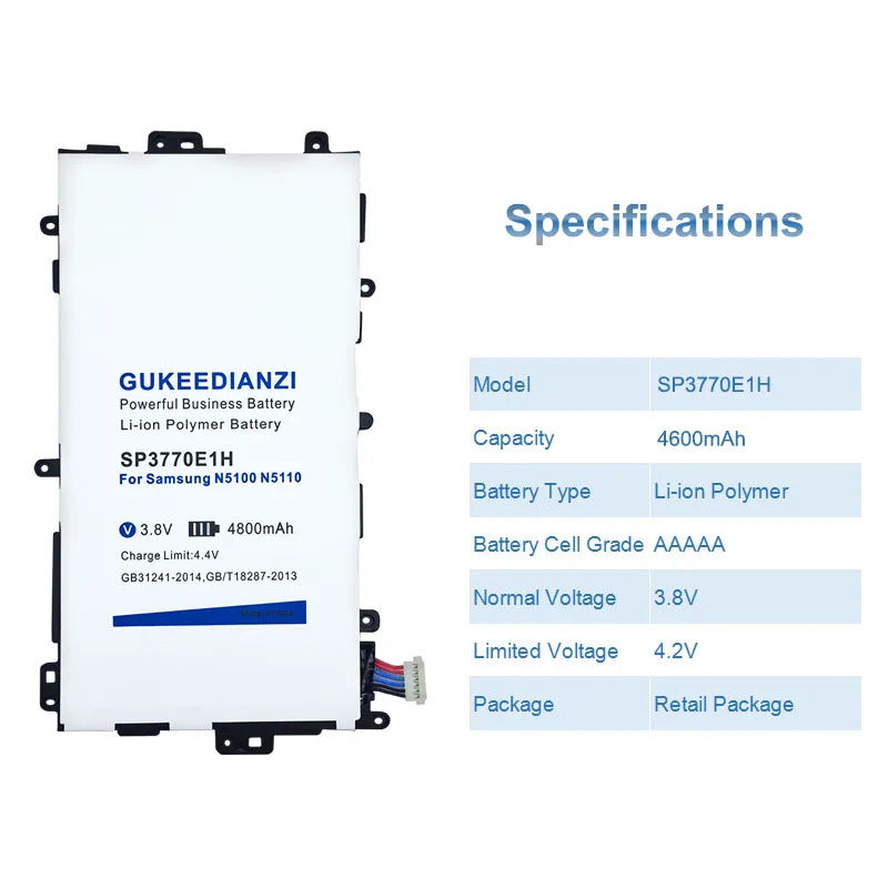 GUKEEDIANZI SP3770E1H литий-ионный полимерный аккумулятор 4800 мАч для Samsung Galaxy Note 8 0 GT N5100 N5110