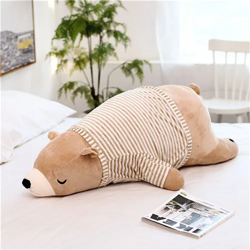 brown with clothes Новинка года Kawaii туалетный плюшевый полярный медведь кукла детское супер-мягкое мягкие носимых Спящий Мишка подушки детские животных Детская плюшевая игрушка Подарки - Цвет: brown with clothes
