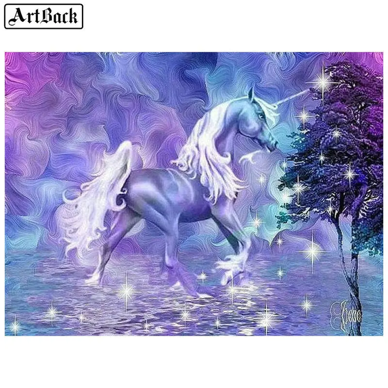 

Square round drill unicorn landscape 5d diamond painting sticker animal diy crystal mosaic resin home decoration painting