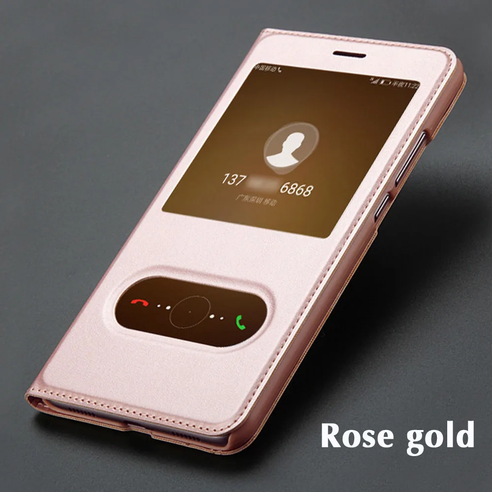 Rose gold Кожаный флип-чехол для телефона huawei Honor 9 Lite Honor9 Premium STF-L09 9lite чехол с окошком для huawei Honor 10 Honor10 чехол - Цвет: Rose gold