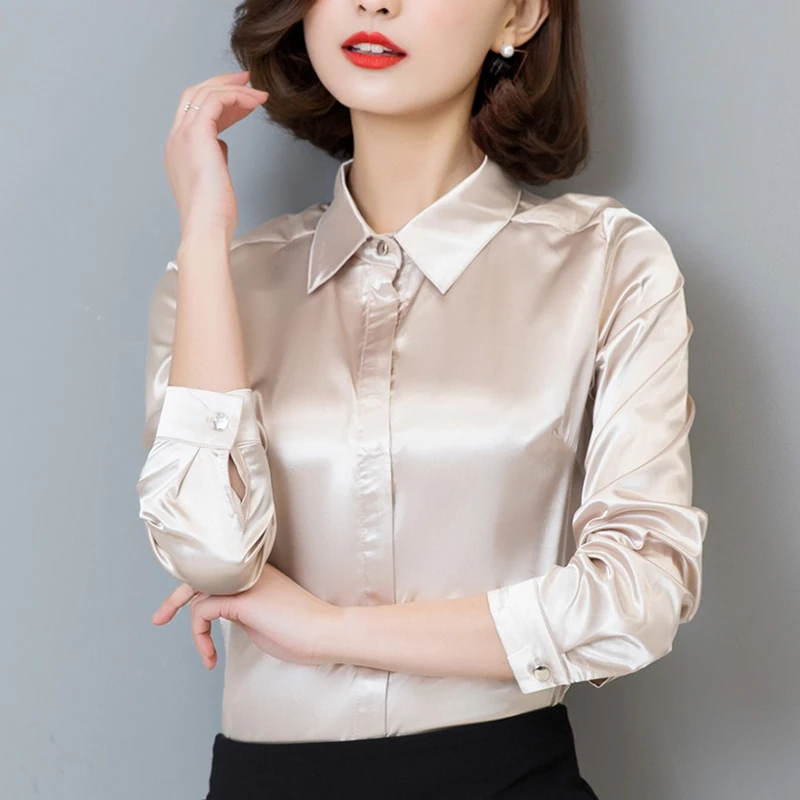 Women Silk Shirt Elegant Satin Shirts Plus Size Blusas Mujer De Moda 2019 Womens Tops and Blouses Harajuku |