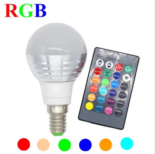 2016 RGB Светодиодная лампа E27 E14 3 Вт светодиодная светодиодный прожектор точечный