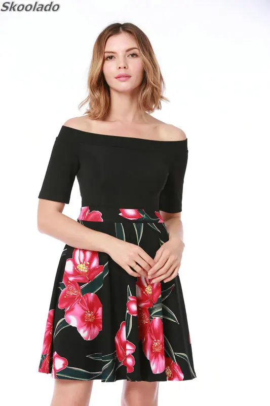 

summer women dresses sexy girls casual short sleeves off shoulder dress high quality graceful floral clothes elegant fashion
