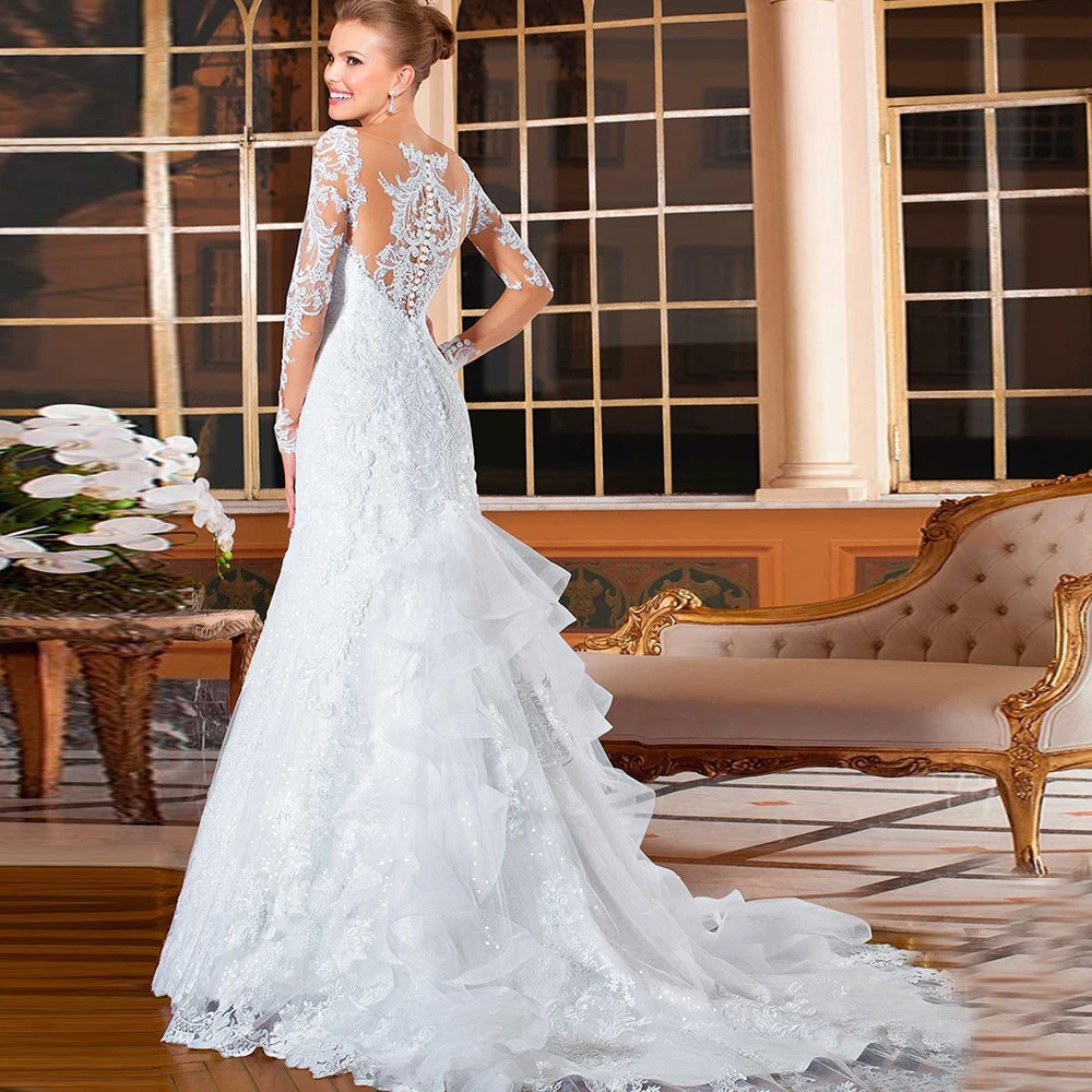 Скромные Свадебные Платья С Длинными Рукавами 2017 Кружева Новое Прибытие Совок