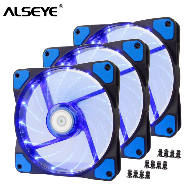 Набор кулеров для ПК ALSEYE SoonCool 3 1300 об/мин 12 В 3pin 120x120x25 мм светодиодный (синий свет)