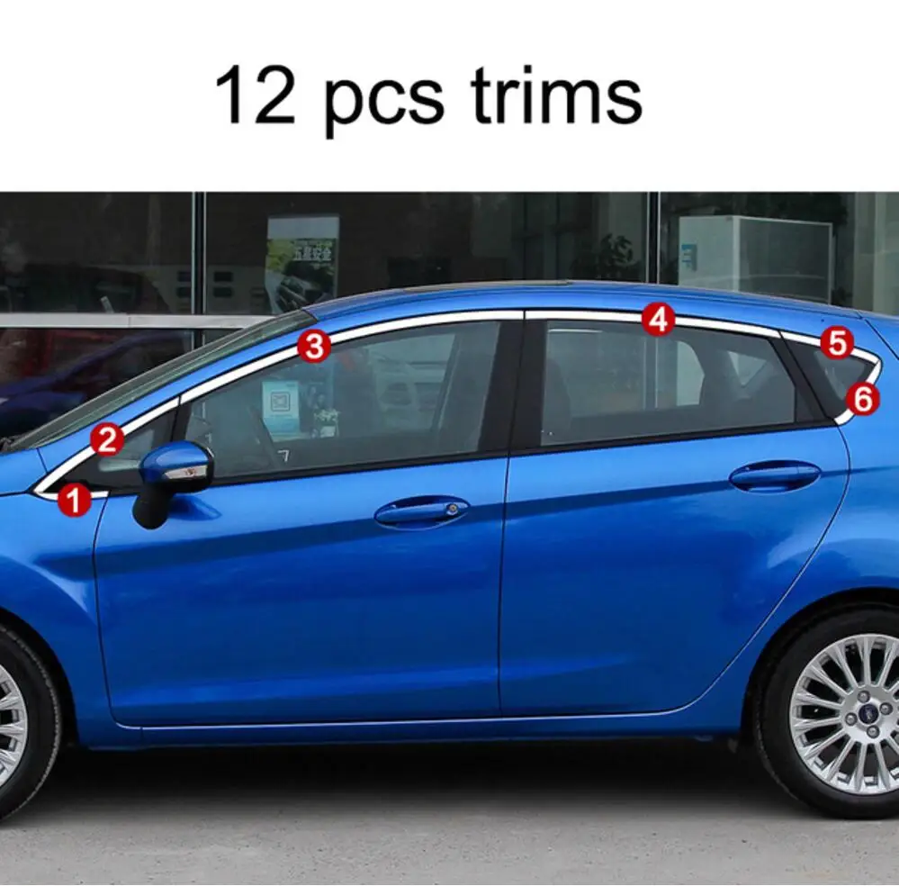 12 pcs trims 1hatchb Нержавеющая сталь снаружи подоконник крышка планки автомобильные аксессуары для форд фиеста 2009 2010 2011 2012 2013- стайлинга автомобилей - Название цвета: 12 pcs trims 1hatchb