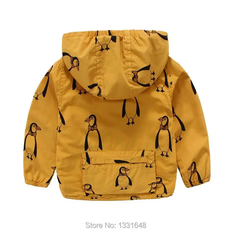 Детская хлопковая куртка с капюшоном мультяшным принтом | Куртки и пальто