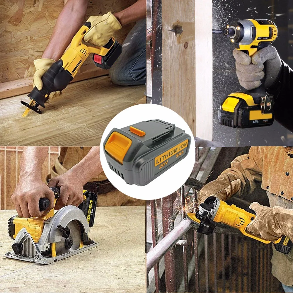 Для dewalt DCB205 20v 5ah литиевая запасная батарея для tools DCB200 DCB180 DCB181 DCB182 DCB201 2|Комплекты
