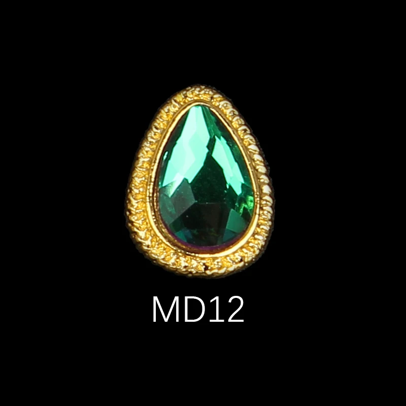 MD12 8X11 мм падение дизайн 3D сплав для дизайна ногтей Стразы Золотая основа 20/50 шт нейл-арта украшения для ногтей металла ювелирных украшений Hand-Made подвески - Цвет: MD12