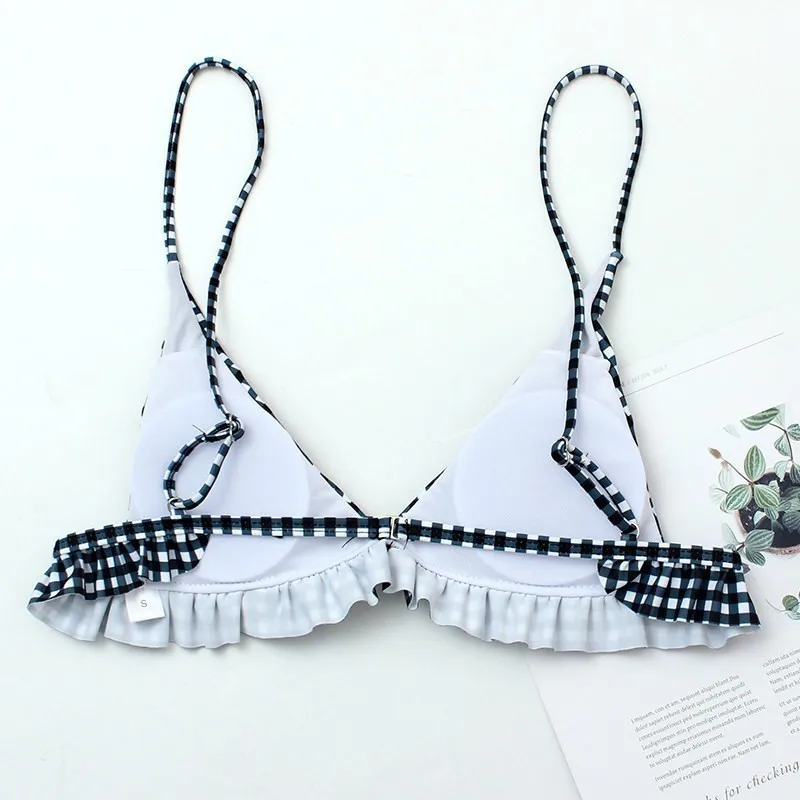 Lefeel открытая пляжная одежда клетчатый купальник сексуальное бикини Набор 2019