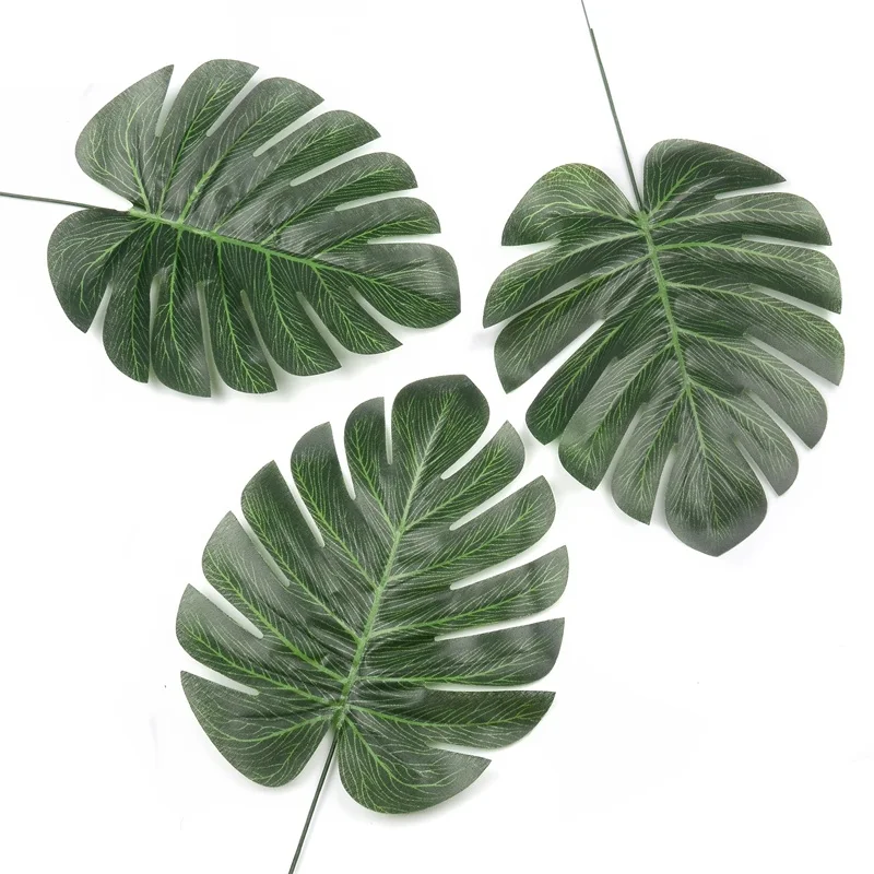 12 Pcs Artificial Palm Fake Monstera Tree Leaves Green Plastic Leaf Wedding Home Party Arrangement Decorationnt Decoration | Дом и сад