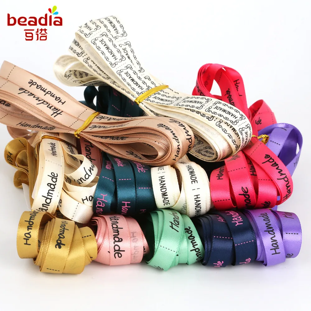 Атласная лента с принтом ручная работа ширина 10 мм 5 ярдов/пакет|sewing ribbon handmade|sewing