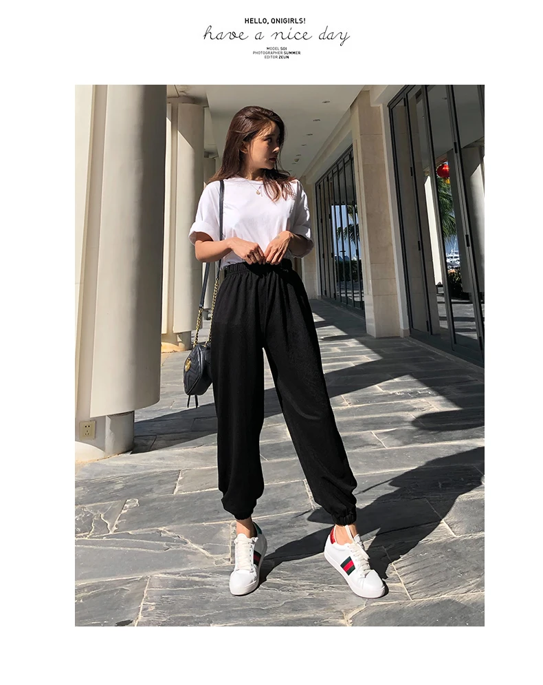 Модные женские крутые брюки свободные солнцезащитные шаровары Универсальные