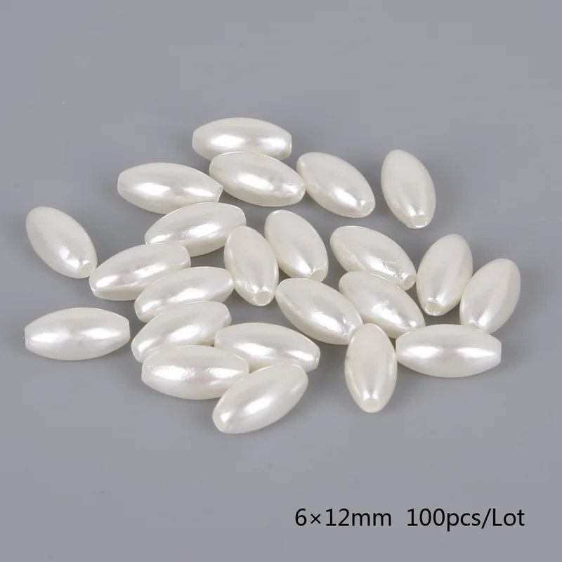 6x12mm Ivory Продукт белый слоновой кости ABS имитация жемчуга бусины в виде риса ABS пластик Свободные разделительные бусины для изготовления ювелирных изделий DIY - Цвет: 6x12mm Ivory