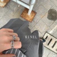 kinel s925 sterling silver lock ring personality multi layer cross vintage jewelry simple open ring best gift
