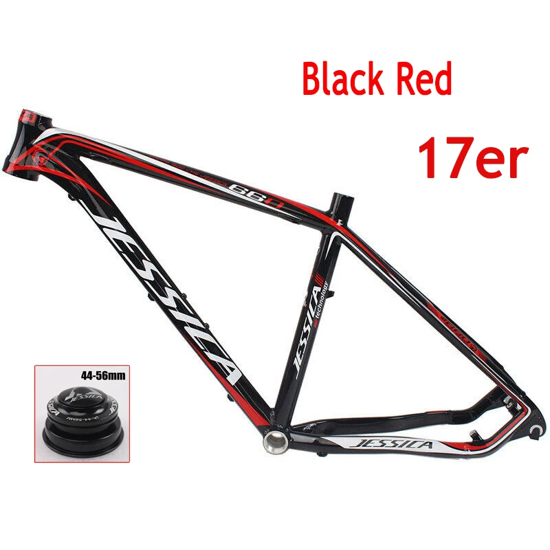 JESSICA 26*15,5/1" рама для горного велосипеда MTB велосипедная Рама в комплекте 44-56 мм велосипедная рама из алюминиевого сплава BB68 - Цвет: Black-17  inch