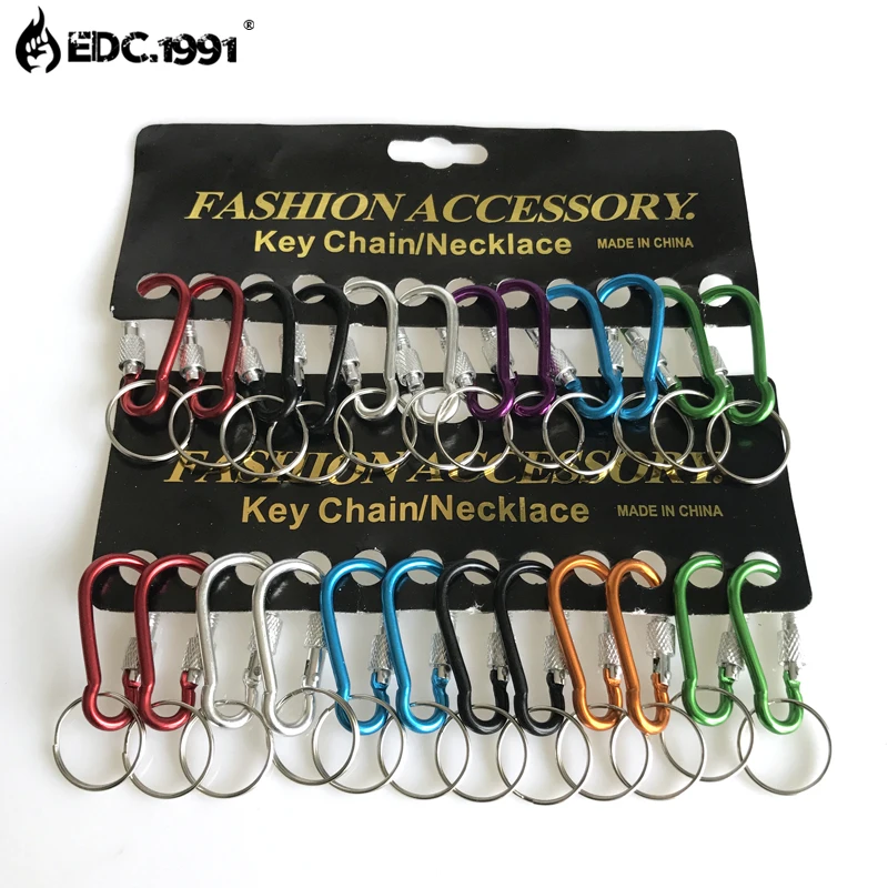 12PCS Camping Carabiner Key Chain Outdoor Climbing D-Ring Buckle Screw Lock Hook Hanging Clip Aluminum Tool EDC GEAR | Спорт и