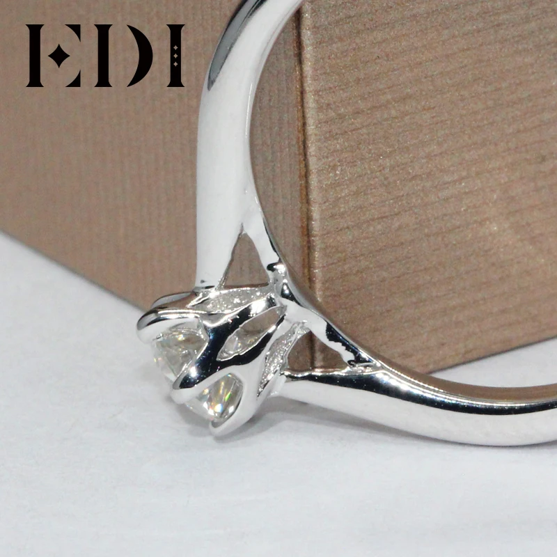EDI 0.4ct солитер муассанит кольцо с 4 зубцами стандартная Серебряная лабораторная
