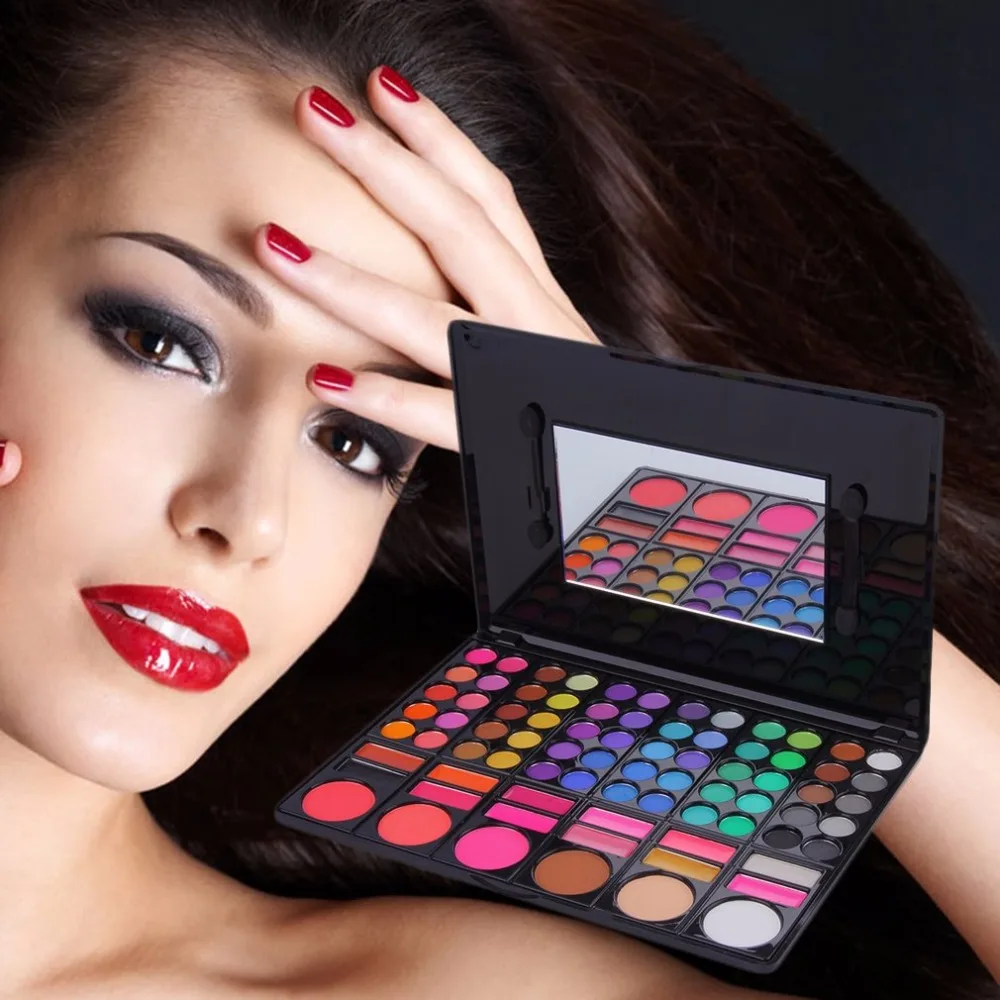 Pro 78 Цвет Перламутровые тени для век Eye Shadow Palette с Щеки Румяна Блеск губ длительный