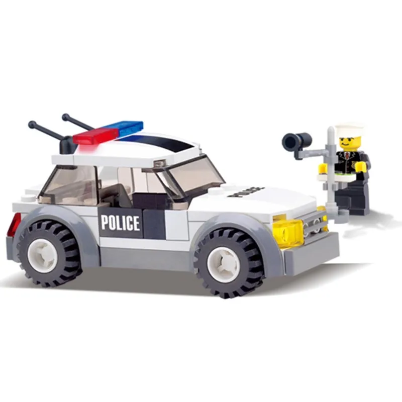 Кази Policecar мотоцикл DIY образования пластиковые Кирпичи Строительные Блоки