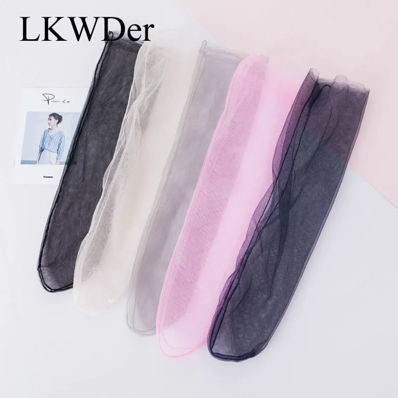 LKWDer, 5 пар, женские носки, корейские, свободные, тонкие, Ретро стиль, сетчатые, ворсовые носки, одноцветные, прозрачные, без пятки, носки в японском стиле