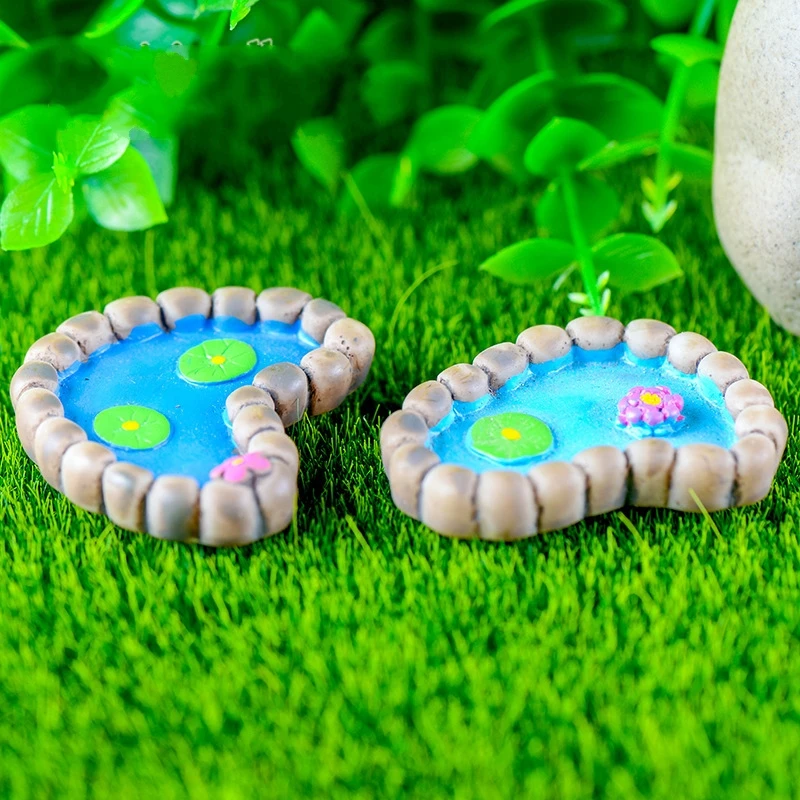 1 шт. милый бассейн Лотос пруд сердце форма ноги DIY Смола Фея Сад ремесло украшение